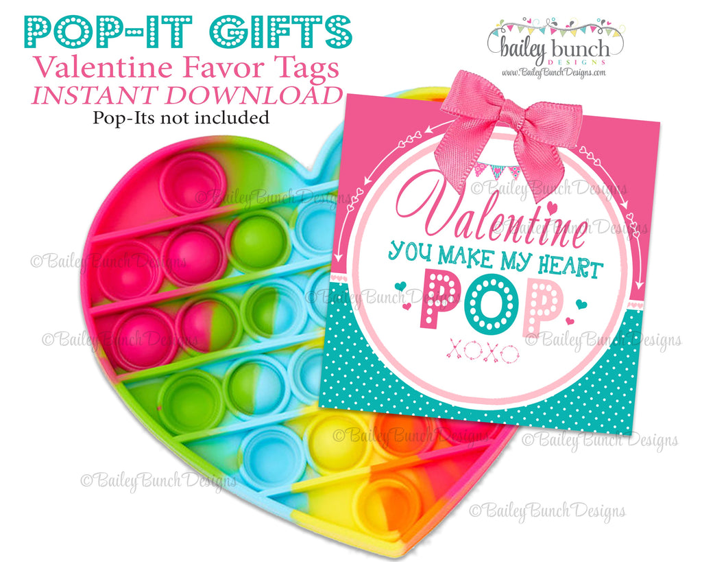 Valentine Pop It Fidget Gift Tags Pink Valentine Heart POP IDVDAYPOPPINK0520