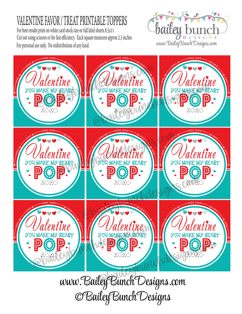 Valentine Pop It Fidget Gift Tags Red Valentine Heart POP IDVDAYPOPRED0520
