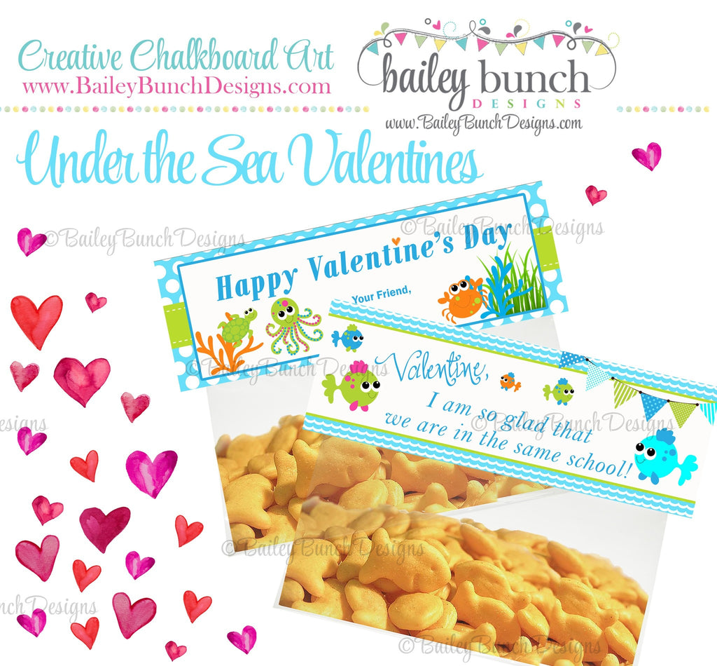 Under the Sea Treat Bag Toppers, Valentines IDVDAYSEA0520