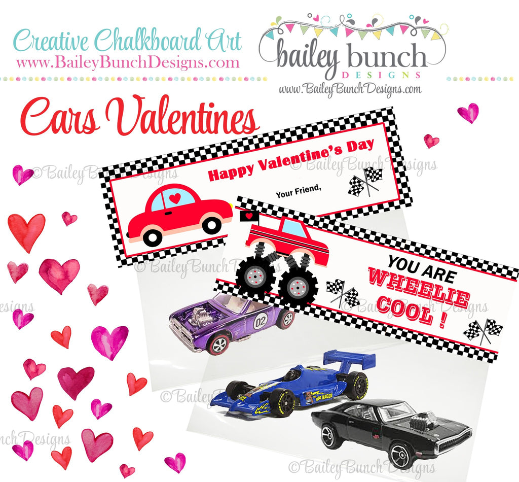 Wheelie Cool Car Treat Bag Toppers, Valentines IDVDAYCAR0520