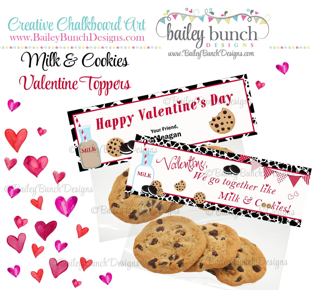 We go together like Milk & Cookies Bag Toppers, Valentines VDAYCOOKIE0520