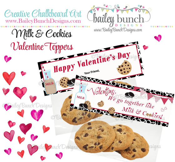 We go together like Milk & Cookies Bag Toppers, Valentines IDVDAYCOOKIE0520
