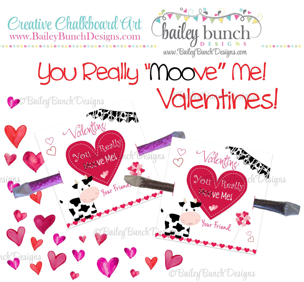 You Really "Moo"ve Me Cow Treat Bag Toppers, Valentines IDVDAYCOW0520