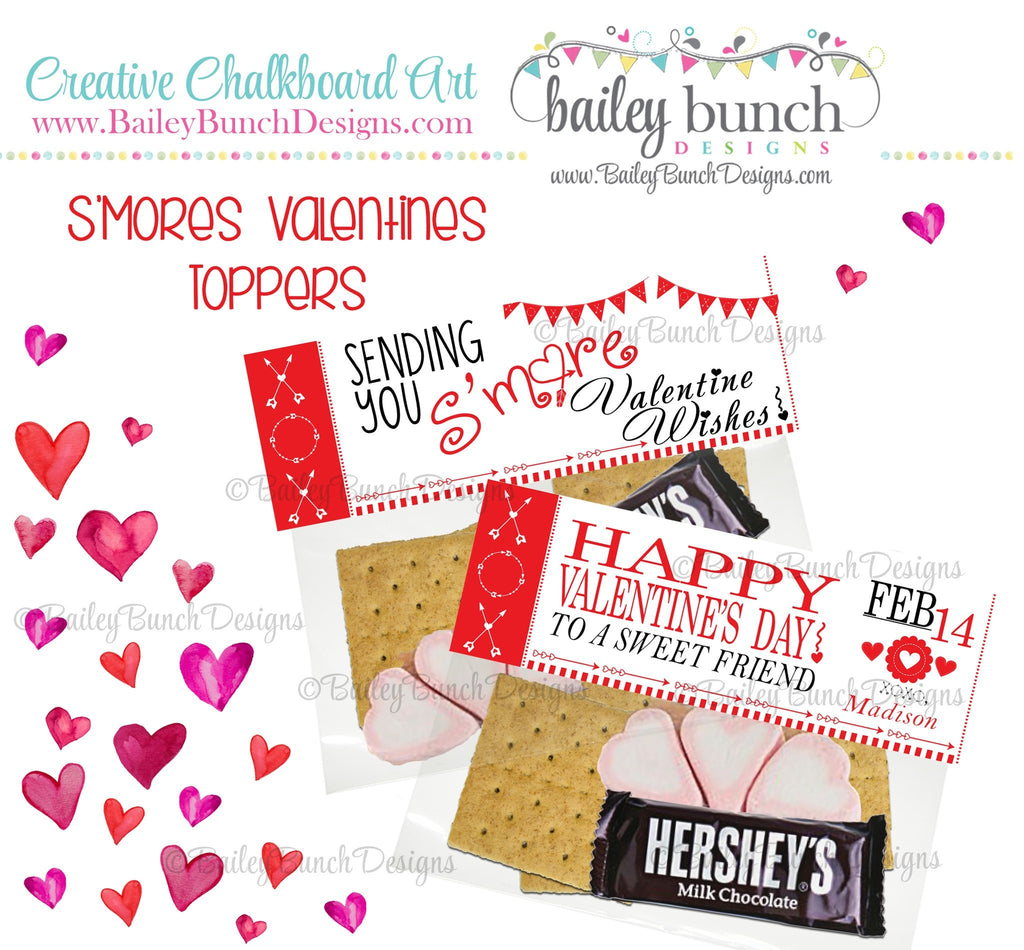 Sending you S'more Valentine Wishes Bag Toppers, Valentines VDAYSMORE0520