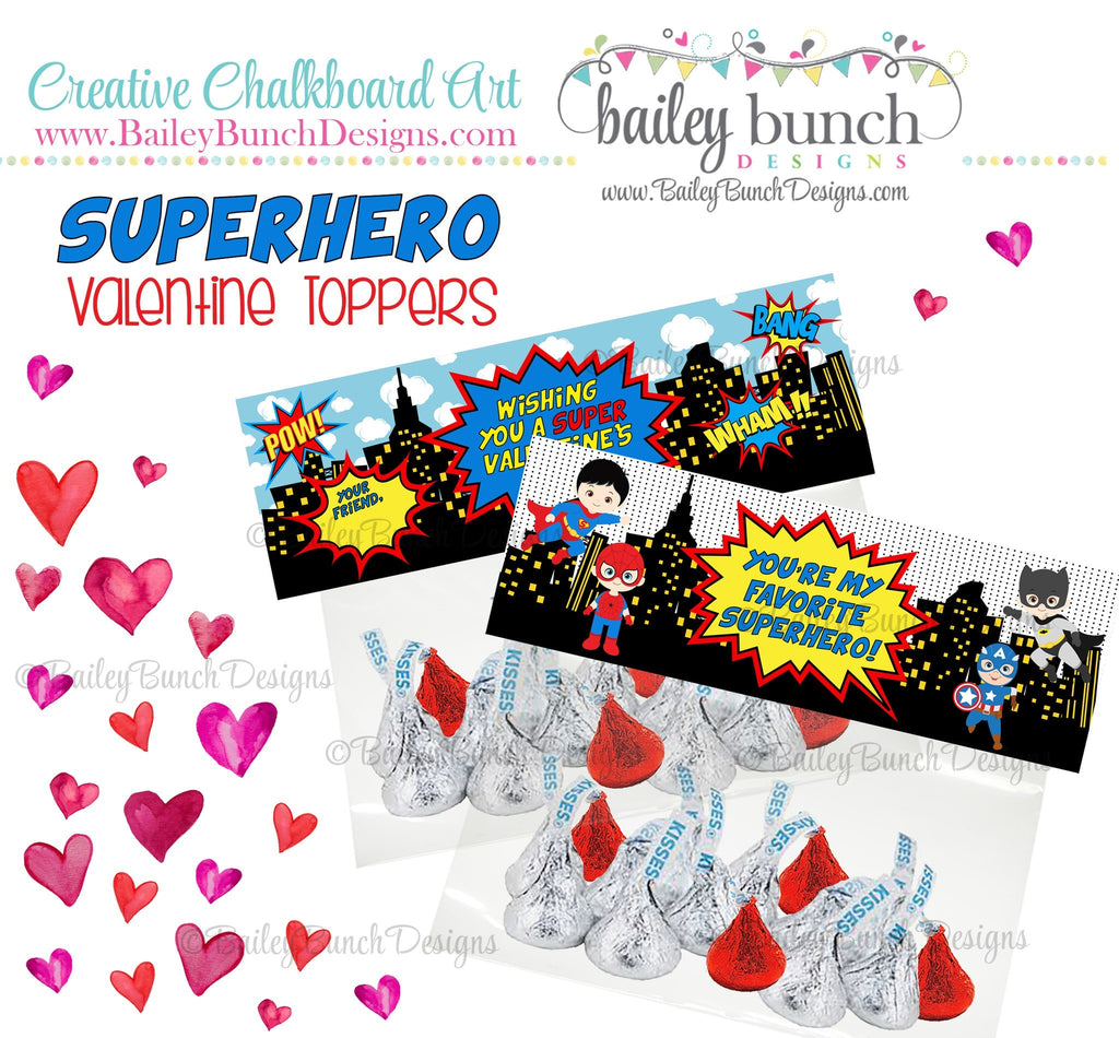 Superheros Valentine Bag Toppers, Boy Superhero Valentines IDVDAYHERO0520