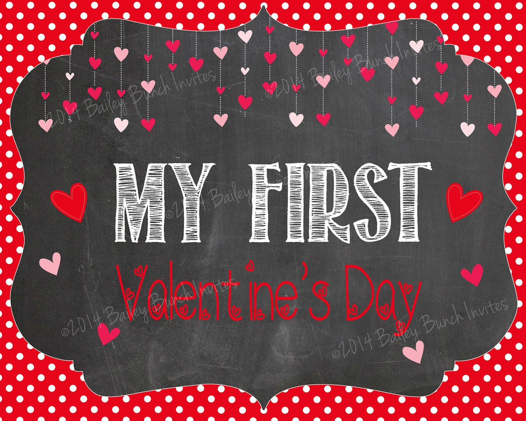 Baby's 1st Valentine's Day Chalkboard Sign - INSTANT DOWNLOAD ID1STVDAYCHALK0520