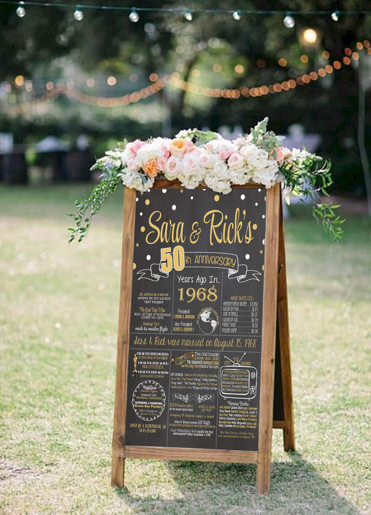 65th Wedding Anniversary Gift, Chalkboard Poster Sign Board - 1958 - ANNIV65CHALK0520