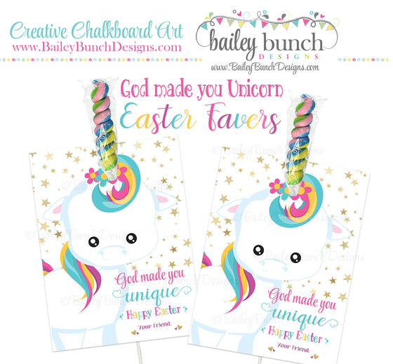 God made you unique Magical Unicorn Easter Favors, IDEASTERUNICORN0520