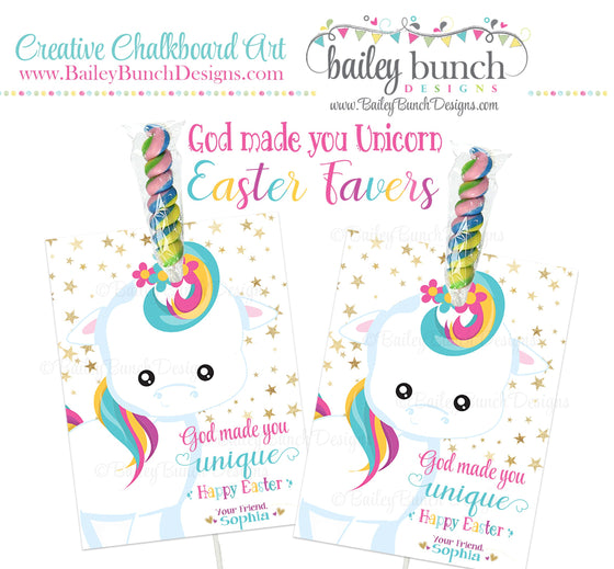 God Made you Unique Magical Unicorn Easter Favors, EASTERUNICORN0520