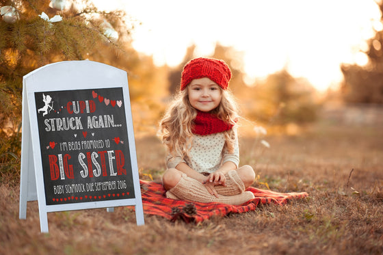 Pregnancy Reveal Announcement Big Sister Big Brother, Chalkboard Sign, Valentine Pregnancy VDAYCUPID0520